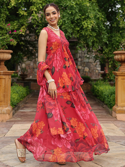 Women's Floral Peplum Skirt Set