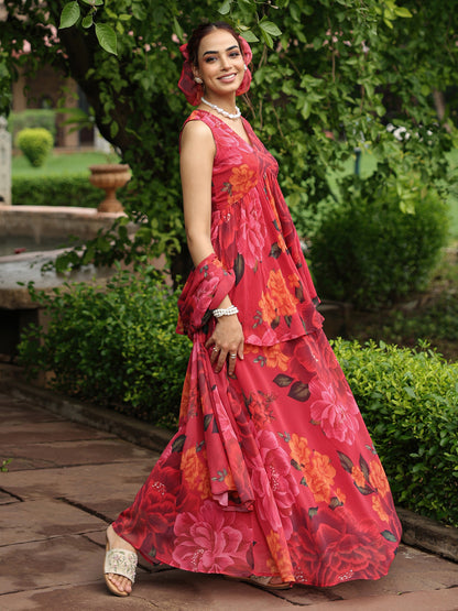 Women's Floral Peplum Skirt Set