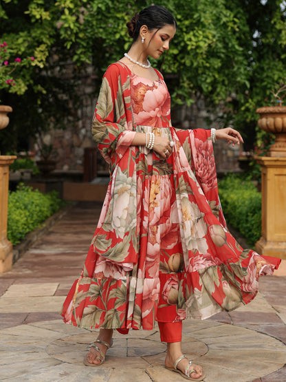 Women's Floral Tiered Kurta Set