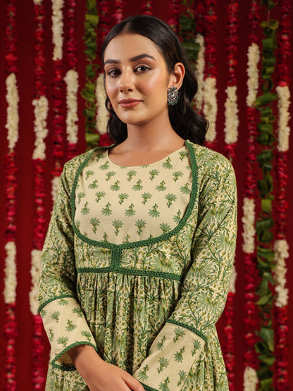 Women's Printed Cotton Anarkali Suit Set