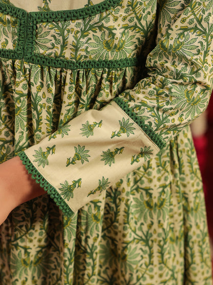 Women's Printed Cotton Anarkali Suit Set