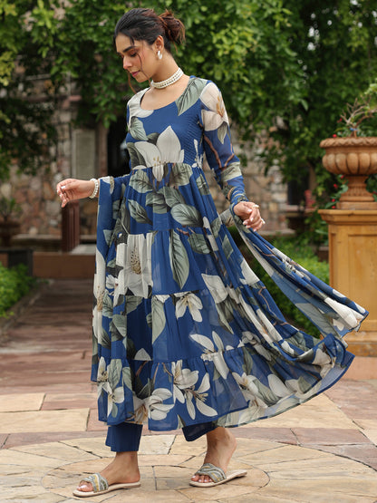 Women Floral Tiered Kurta set