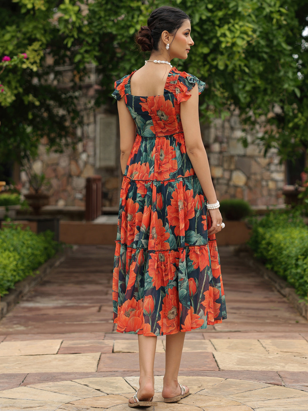 Women's Fit and Flared Floral Dress