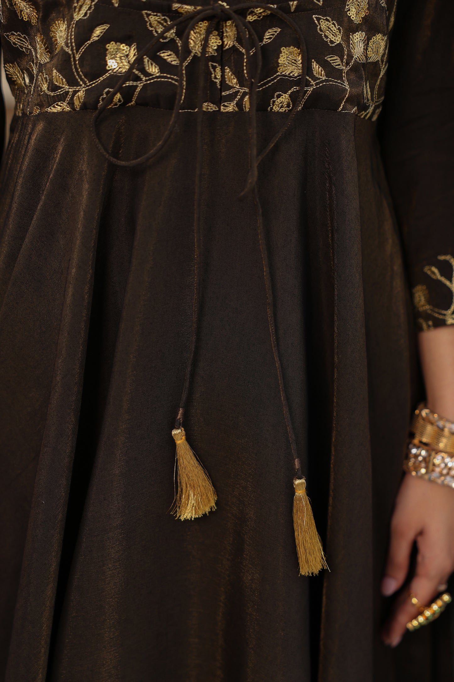 Women's Embroidered Black Anarkali Kurta Set