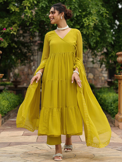 Women's Tiered Angrakha Anarkali Set