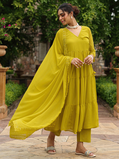 Women's Tiered Angrakha Anarkali Set