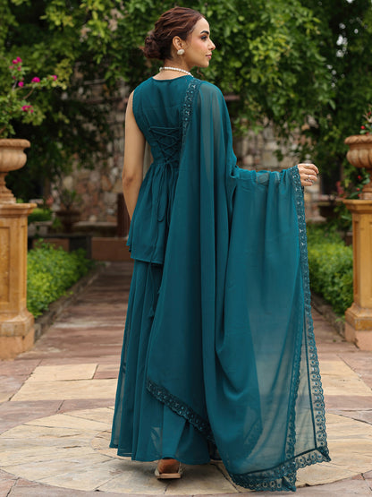 Women's Peplum Short Kurta Skirt Set