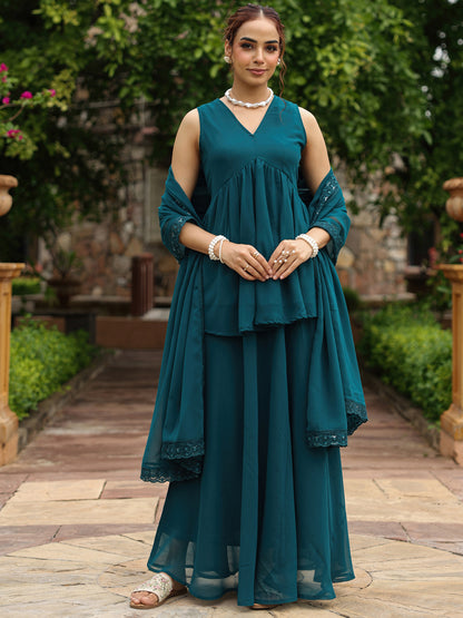 Women's Peplum Short Kurta Skirt Set