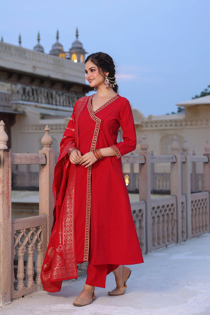 Women's Embroidered Angrakha Kurta Set