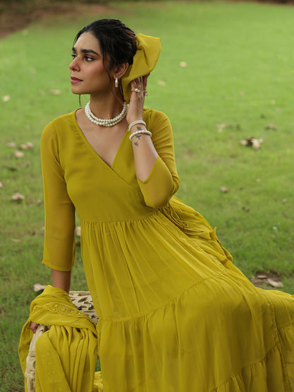 Women's Tiered Angrakha Anarkali Set