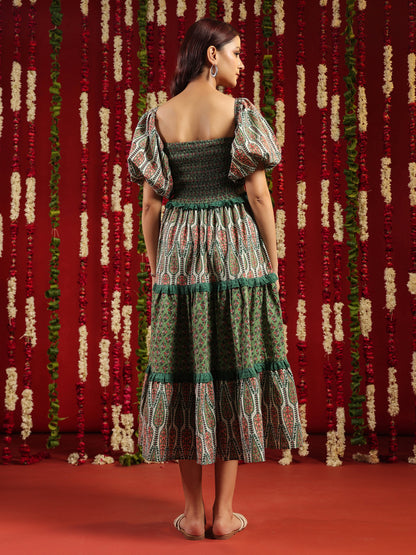 Women's Cotton Tier Dress with Lace