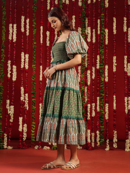 Women's Cotton Tier Dress with Lace