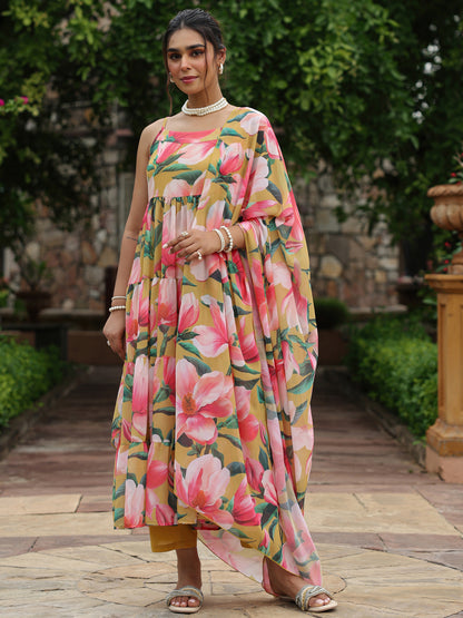 Women's Floral Tiered Kurta Set