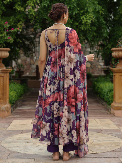 Women's Floral Anarkali Kurta Set