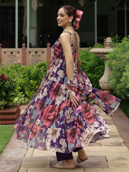 Women's Floral Anarkali Kurta Set