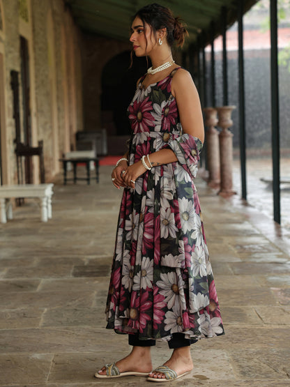 Women's Floral Flared Anarkali Set