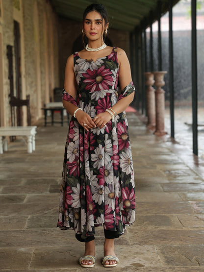 Women's Floral Flared Anarkali Set