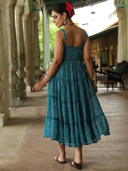 Women's Georgette Leheriya Tier Dress