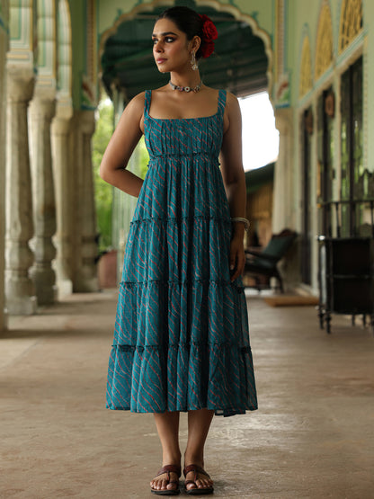 Women's Georgette Leheriya Tier Dress