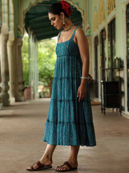 Women's Georgette Leheriya Tier Dress