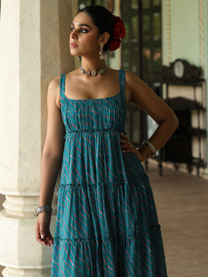 Women's Georgette Leheriya Tier Dress