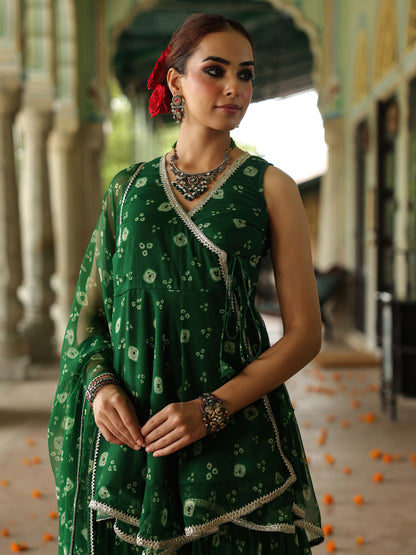 Women's Bandhani Peplum Sharara Set