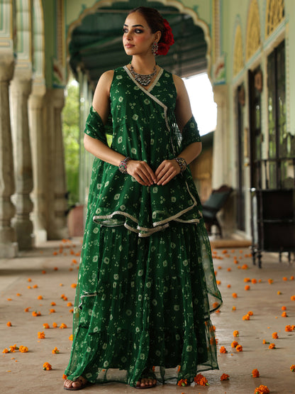 Women's Bandhani Peplum Sharara Set