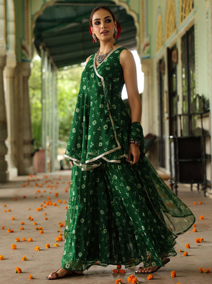 Women's Bandhani Peplum Sharara Set