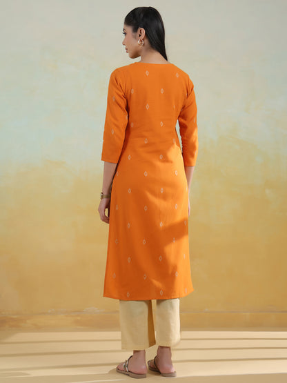 Women's Cotton Self Design Straight Kurta Set