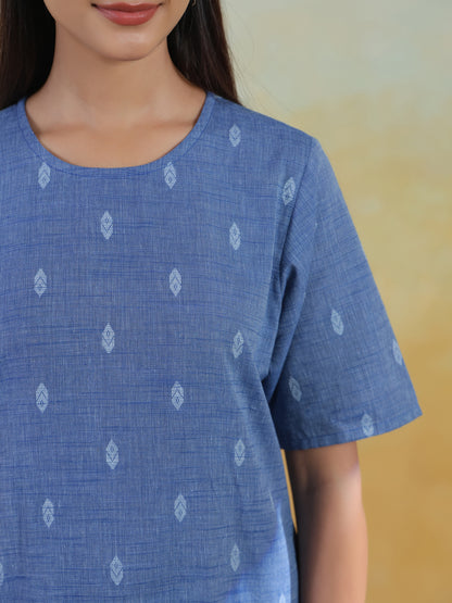 Women's Cotton Self Design Straight Kurta Set