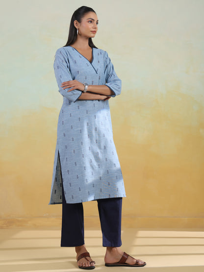 Women's Cotton Self Design Straight Kurta Set