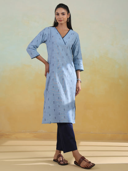 Women's Cotton Self Design Straight Kurta Set