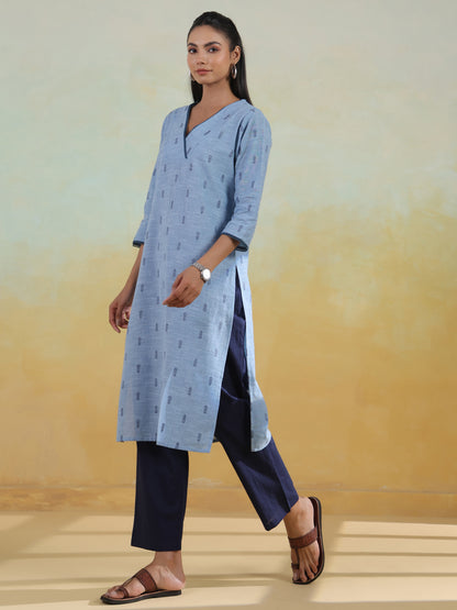 Women's Cotton Self Design Straight Kurta Set