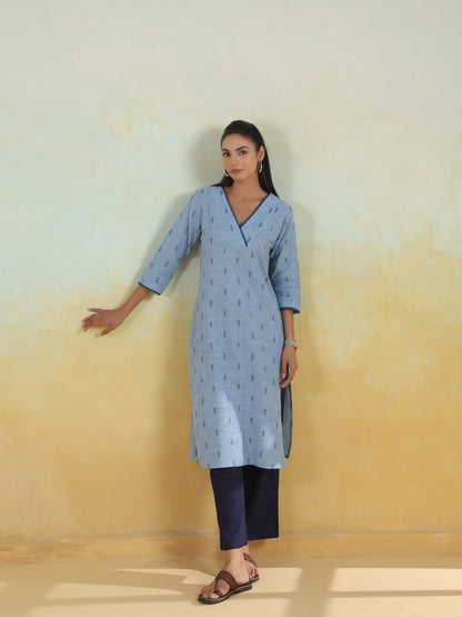 Women's Cotton Self Design Straight Kurta Set