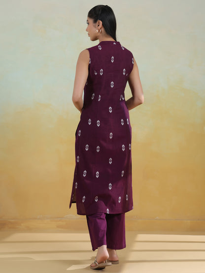 Women's Cotton Self Design Straight Kurta Set