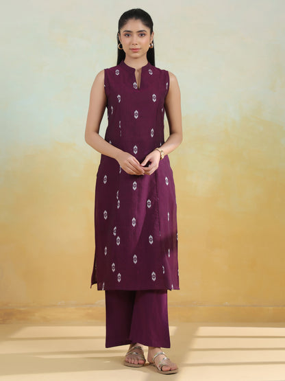 Women's Cotton Self Design Straight Kurta Set