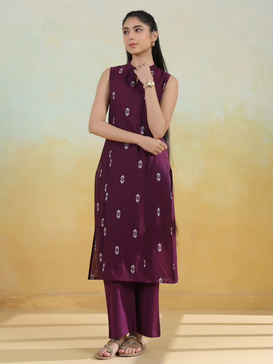 Women's Cotton Self Design Straight Kurta Set