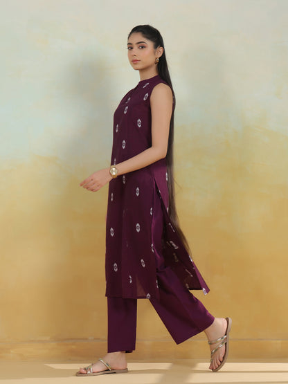 Women's Cotton Self Design Straight Kurta Set