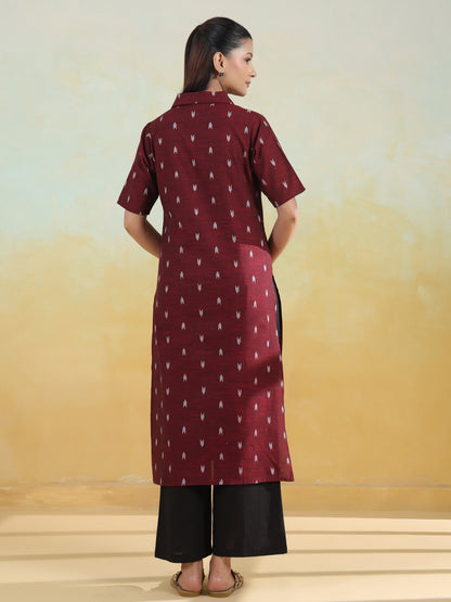 Women's Cotton Self Design Straight Kurta Set