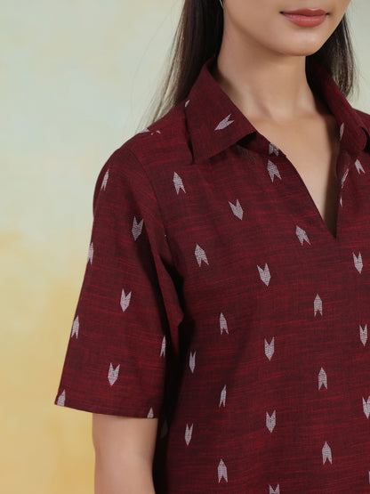 Women's Cotton Self Design Straight Kurta Set