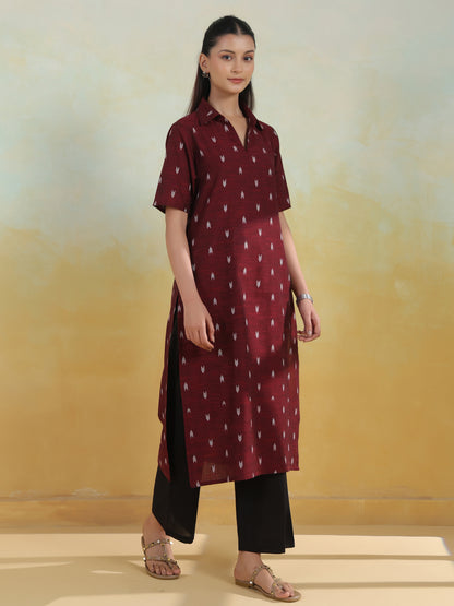 Women's Cotton Self Design Straight Kurta Set