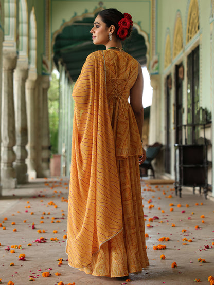 Women's Bandhani Peplum Skirt Set