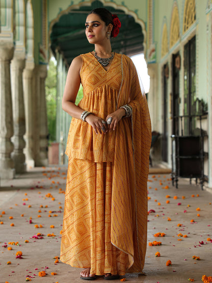 Women's Bandhani Peplum Skirt Set