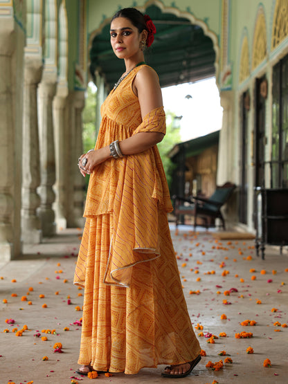 Women's Bandhani Peplum Skirt Set