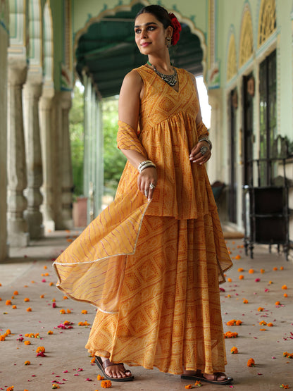 Women's Bandhani Peplum Skirt Set