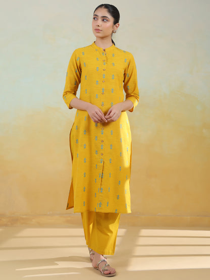 Women's Cotton Self Design Straight Kurta Set