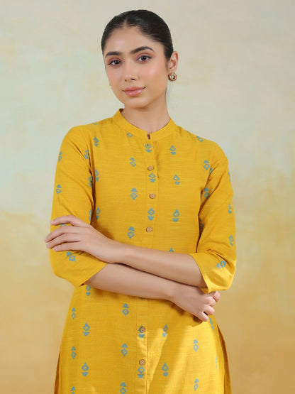 Women's Cotton Self Design Straight Kurta Set