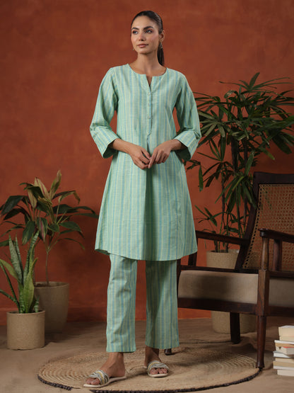 Women's Cotton Self Design A-line Kurta Set