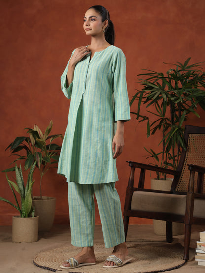 Women's Cotton Self Design A-line Kurta Set