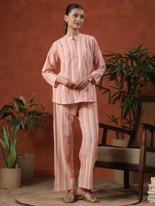 Women's Cotton Self Design Co ord Set